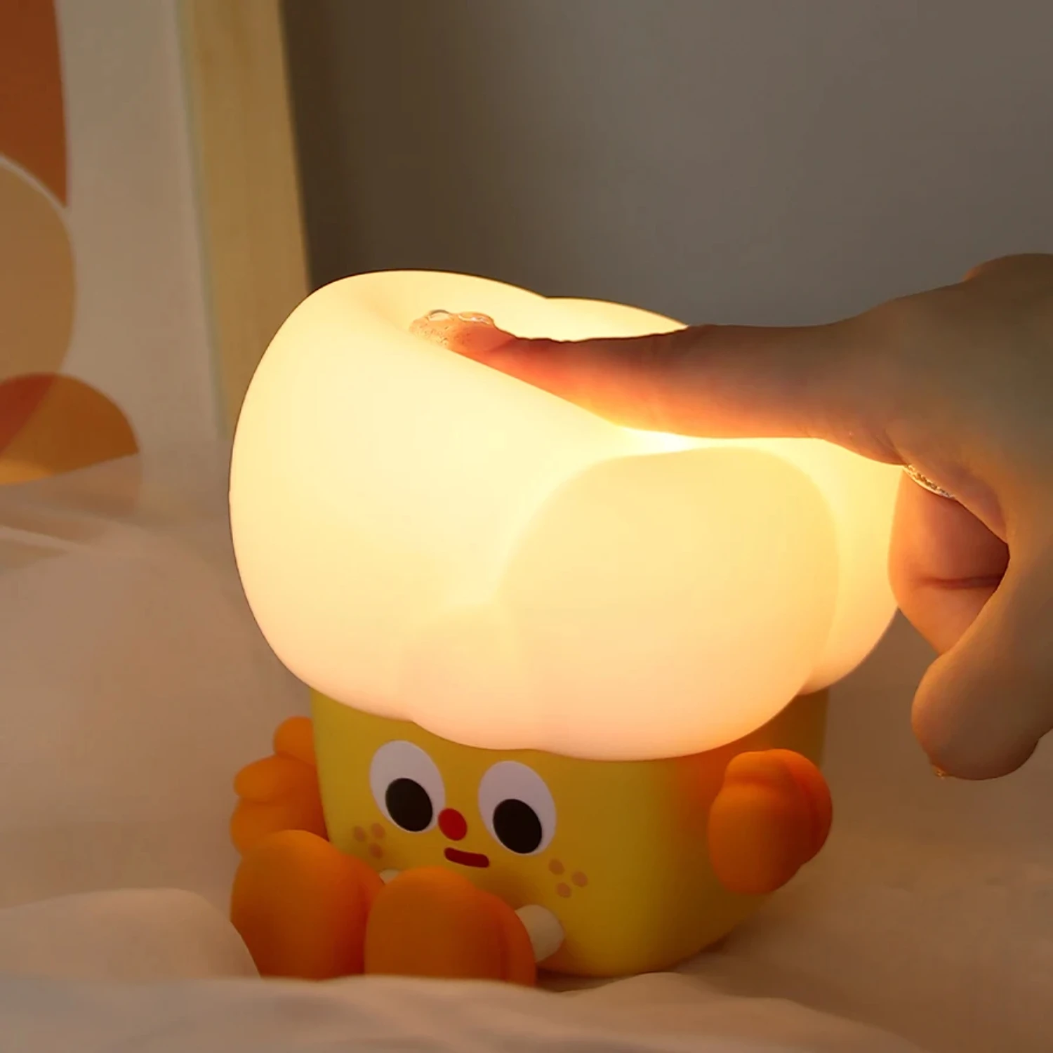 Popcorn Shape Silicone Desktop Decorative Light USB Rechargeable Patting Lamp Bedside Table Light Timing Led Lamp   Decor