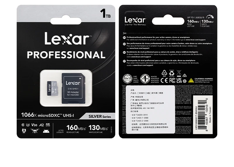 Original Lexar Professional Micro TF-Karte 1366x 64GB 128GB Flash-Karte V30 A2 Klasse 10 SDXC Max 160MB/s für Kamera – Detail 13