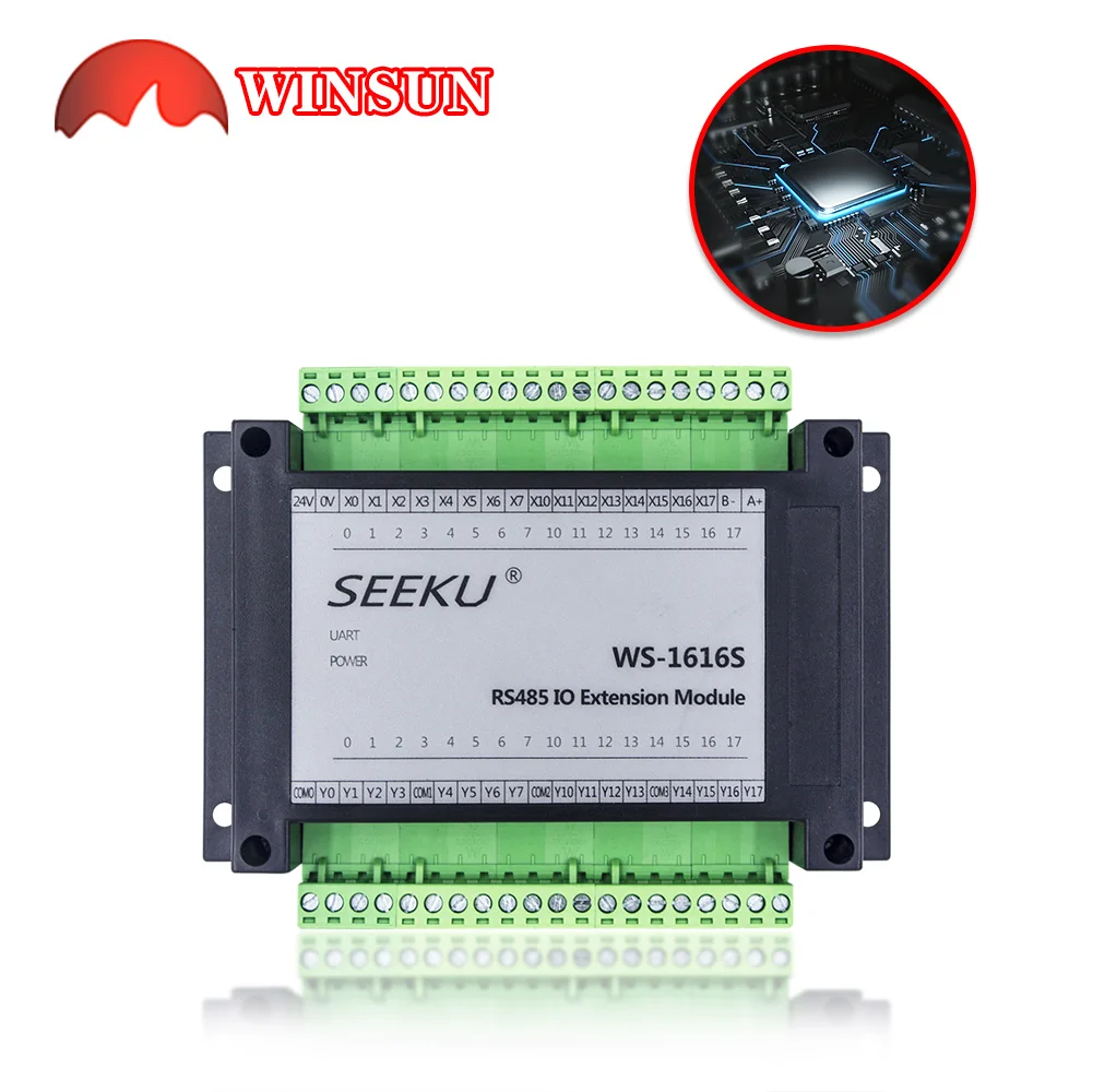 

WS-1616S Transistor/Relay 16 point input/output RS485 Modbus-RTU Non isolated PLC Expansion Board