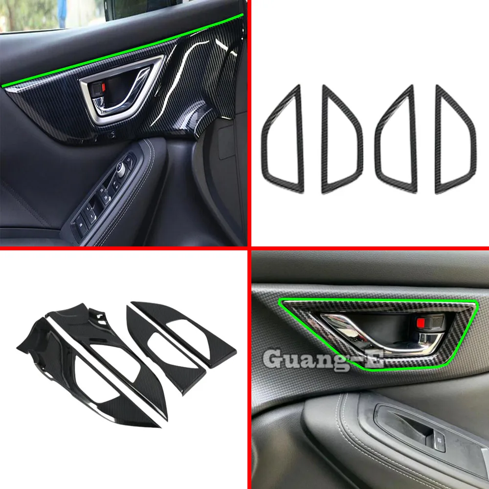 

Carbon Fiber Stick Trim Door Inner Handle Bowl Frame Lamp Trims Armrest Handrail For Subaru Forester 2018 2019 2020 2021 2022