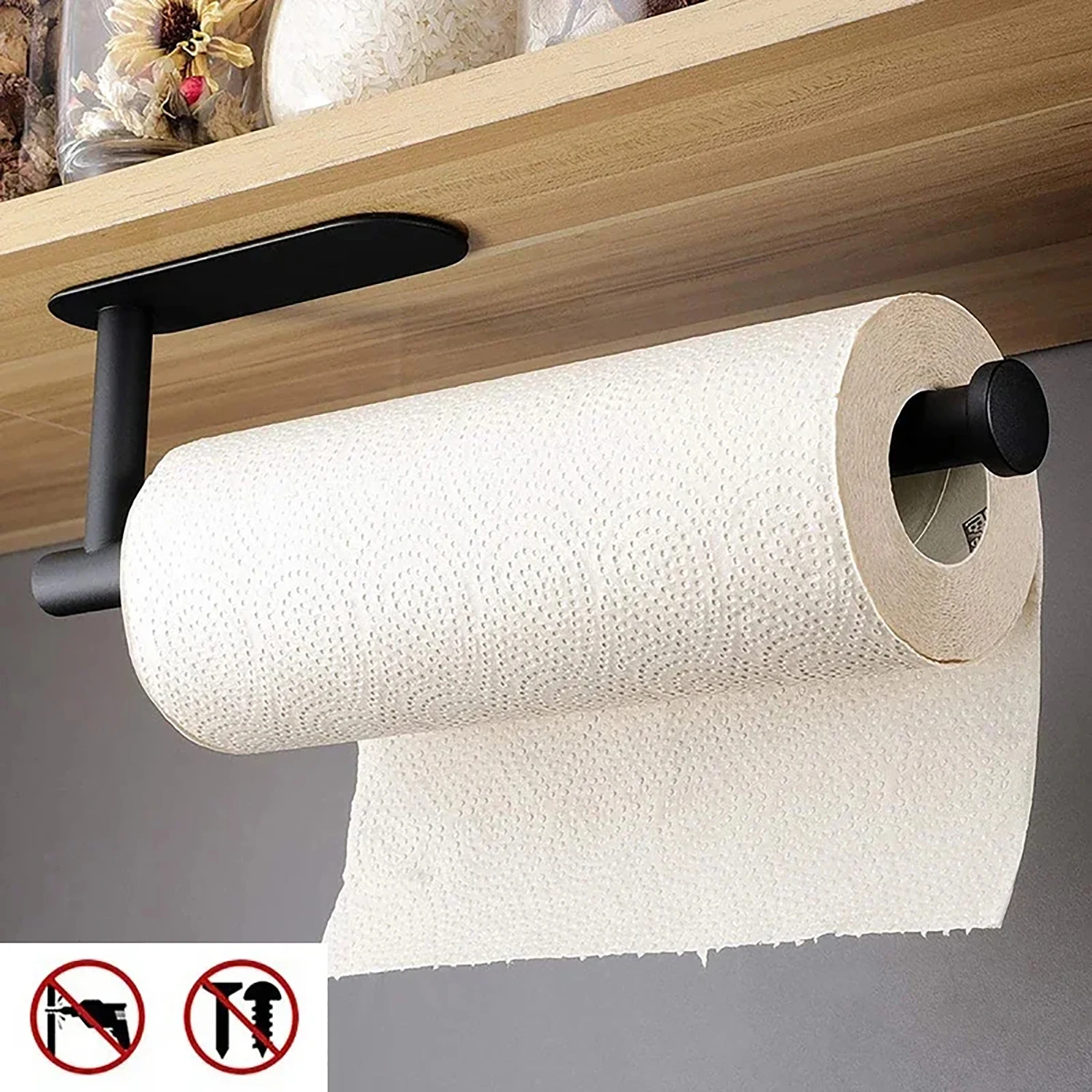 Kitchen Paper Towel Holder Adhesive Tissue Hanger Toilet Roll Paper Dispenser Cabinet Storage Napkin Rack Bathroom Accessories