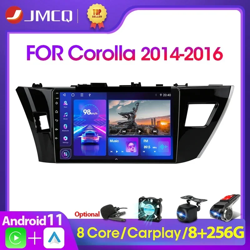 JMCQ Android 11 2DIN DSP Car Radio Multimedia Video Player For Toyota Corolla Ralink 2014-2016 Navigation GPS Head Unit Carplay