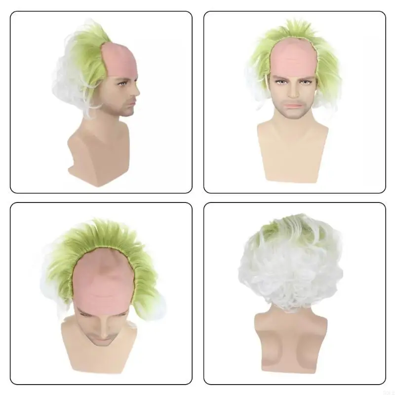 50le parrucca verde con pagliaccio calvo calvo Halloween party parrucche verdi omber wavy parrucca parrucca per donne doni da