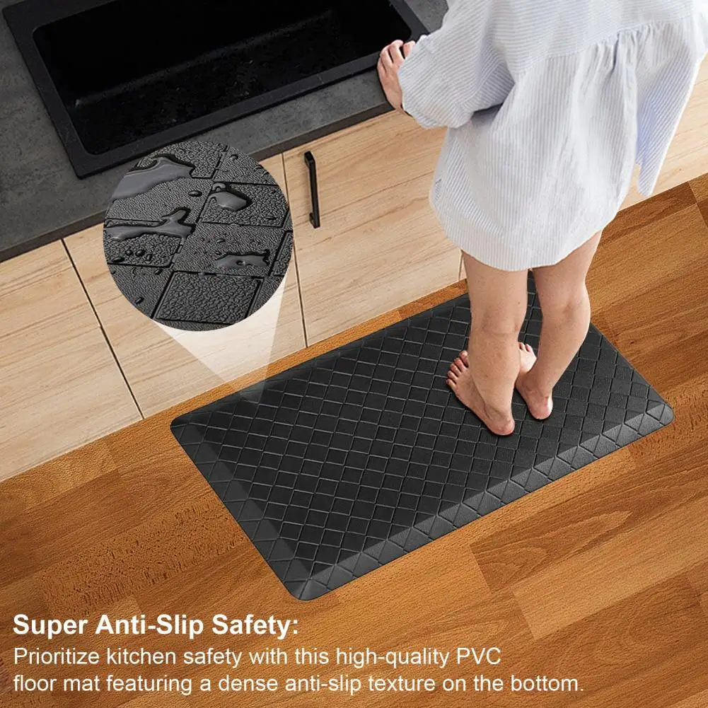 Oil-proof Standing Mat Anti-fatigue Faux Leather Kitchen Mat Waterproof Oil-proof Wear-resistant Floor Carpet with for Easy