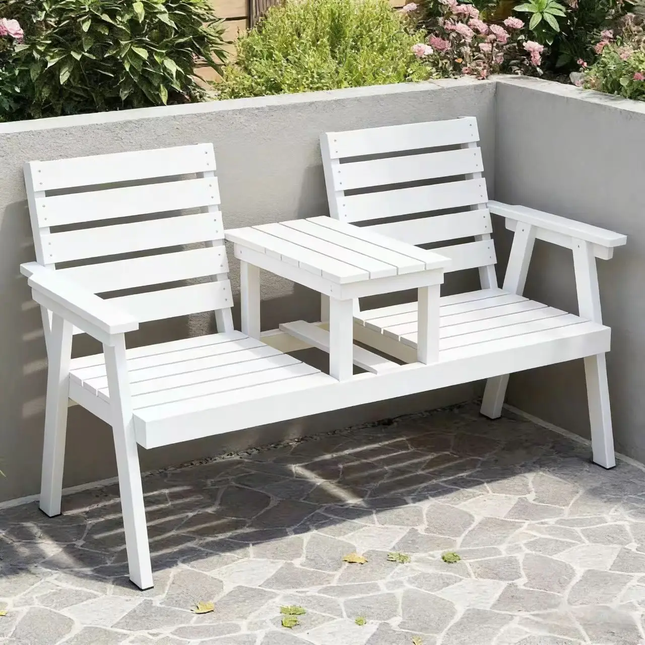 Outdoor preservative wood tables and chairs courtyard double solid wood back chairs outdoor balcony open-air park leisure coffee