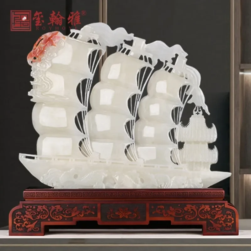 Natural jade ornament smooth sailing sailing ornament