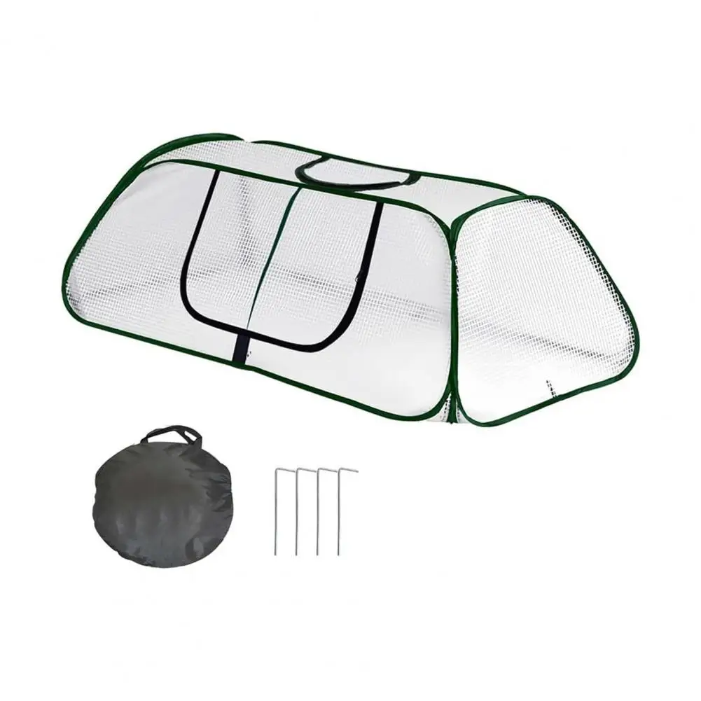 -proof Plant Cover Plant Greenhouse with Sturdy Frame Collapsible Pop-up Mesh Plant Greenhouse Cover with Side Window for Fruits