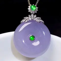 Natural chalcedony Violet Necklace for Women Light Luxury inlay Crystal Exquisite Fashion Round Pendant Wedding Jewelry