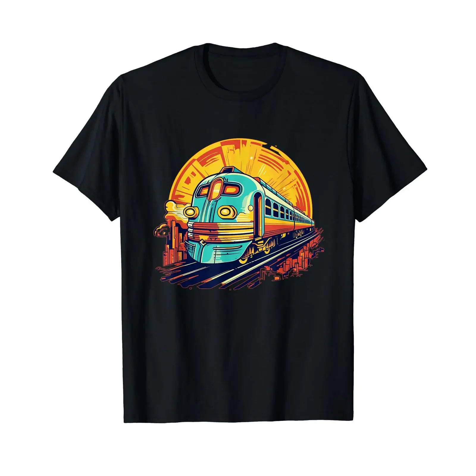 Train Locomotive and Model Trains T Shirt Black S vintage Washed Stretched graphic streetwear fashion Stylish Unisex Versatile