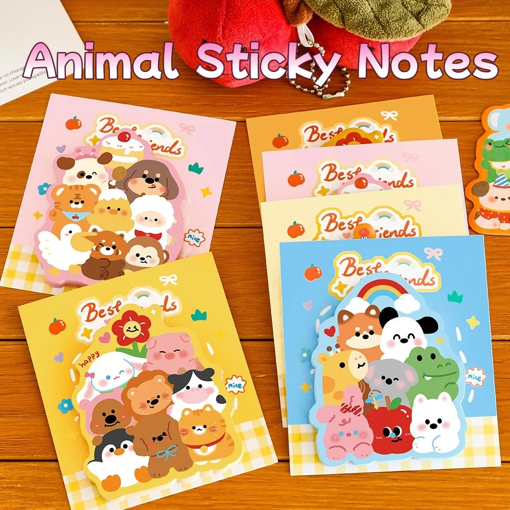 

Cute Animal Sticky Notes Set Reusable Adhesive Stacking Memo Pads for Students Aesthetic Fun Note Paper School Supplies