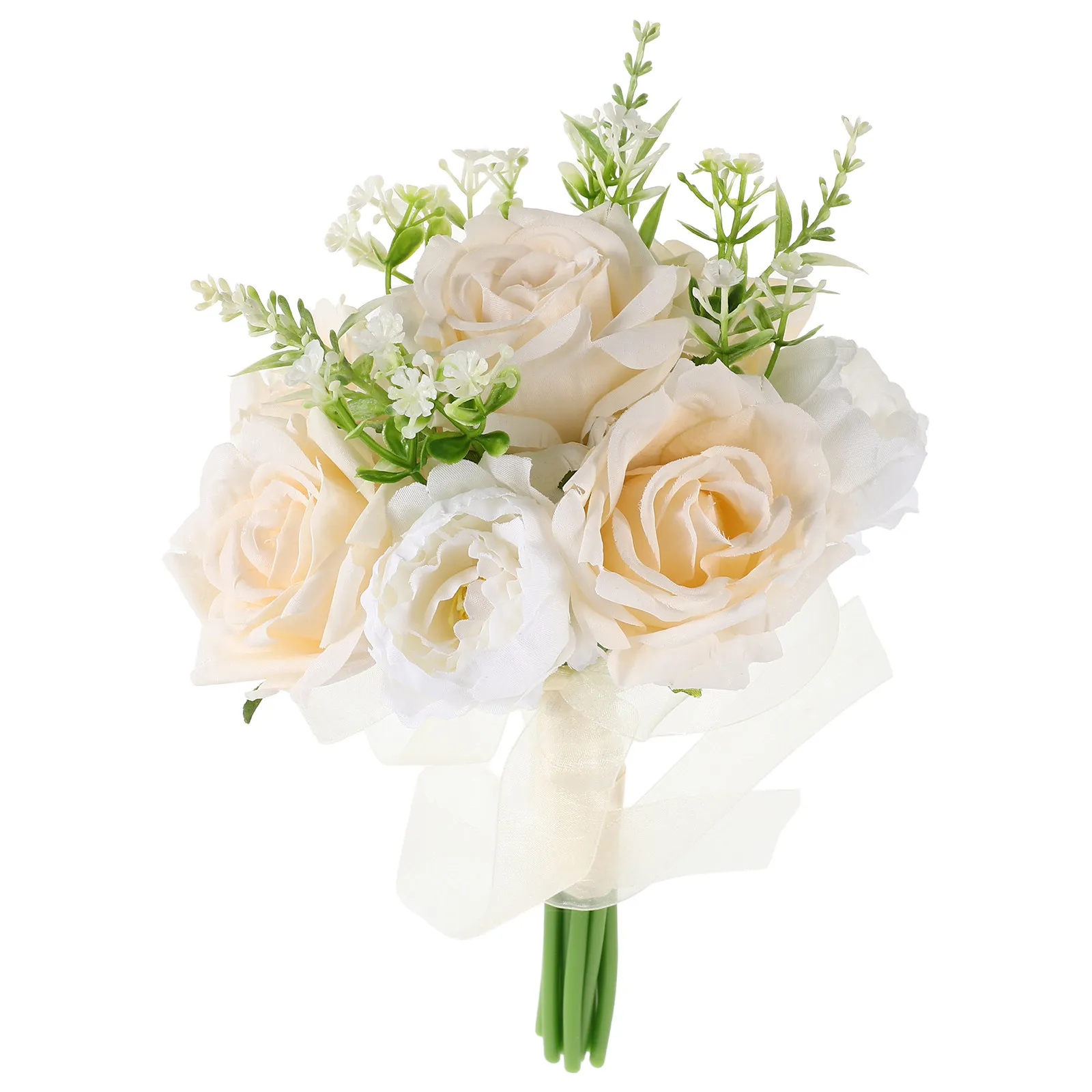 

Artificial Rose Wedding Bouquet Faux Flowers For Bride Bridesmaid Bridal Party Decoration Arrangement Fake
