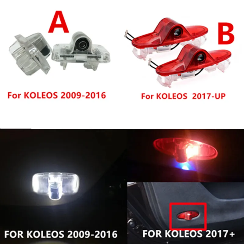 2Pcs LED Car Decor Door 3D Ghost Shadow Projector Courtesy Light For Renault Koleos 2009 2010 2011 2012 2013 2014 2015 2016-2022