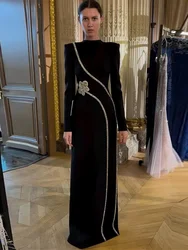HIGH STREET Newest Fashion 2026 Designer Party Vestido Women's Formal Long Sleeve Diamonds Beading Long Maxi Dress
