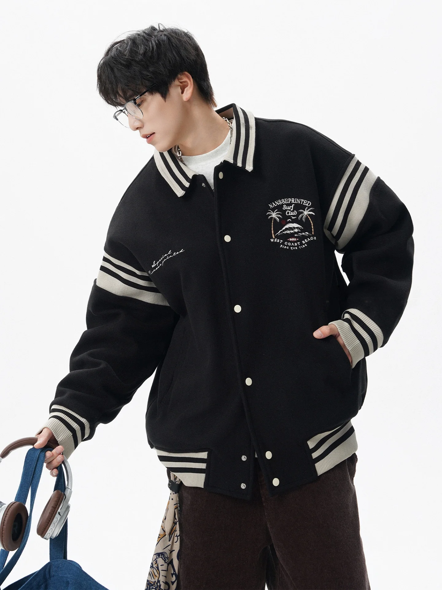 

Loose Men's Baseball Jaet Spring Autumn New Sle American Trendy Brand Cool Collar Couple Clothes Polyester Fiber Warmth