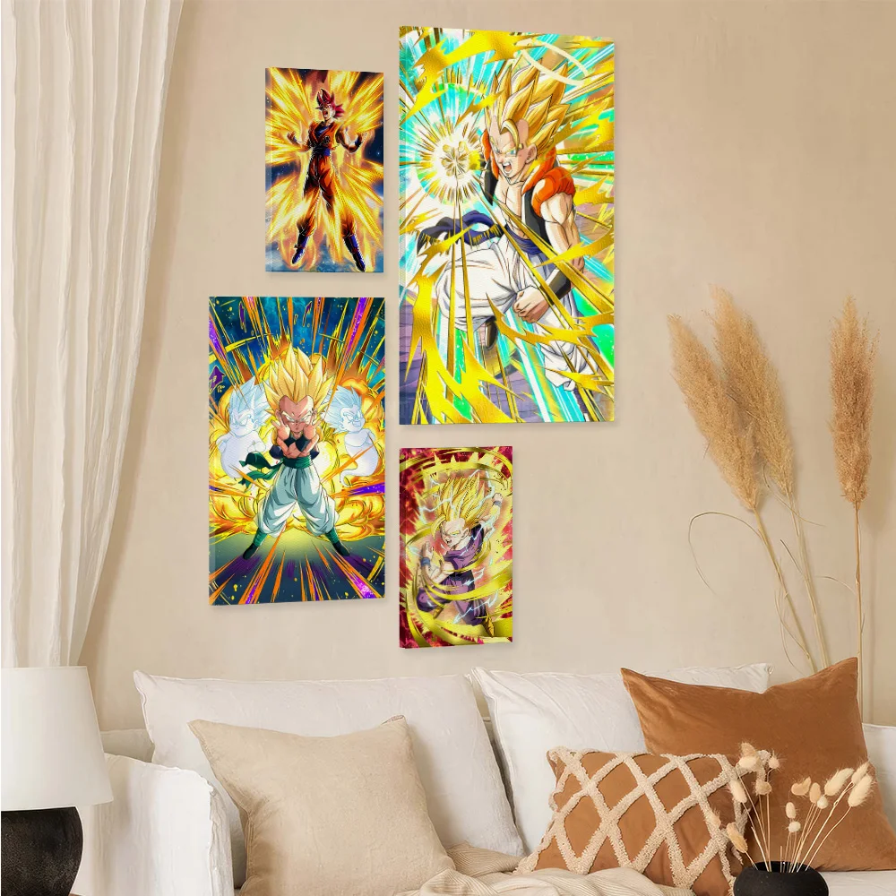 ヴィンテージ風ホームデコレーションキャンバスHDプリント絵画アニメキャラクター写真ウォールアートポスター額装付きドラゴンボール装飾用