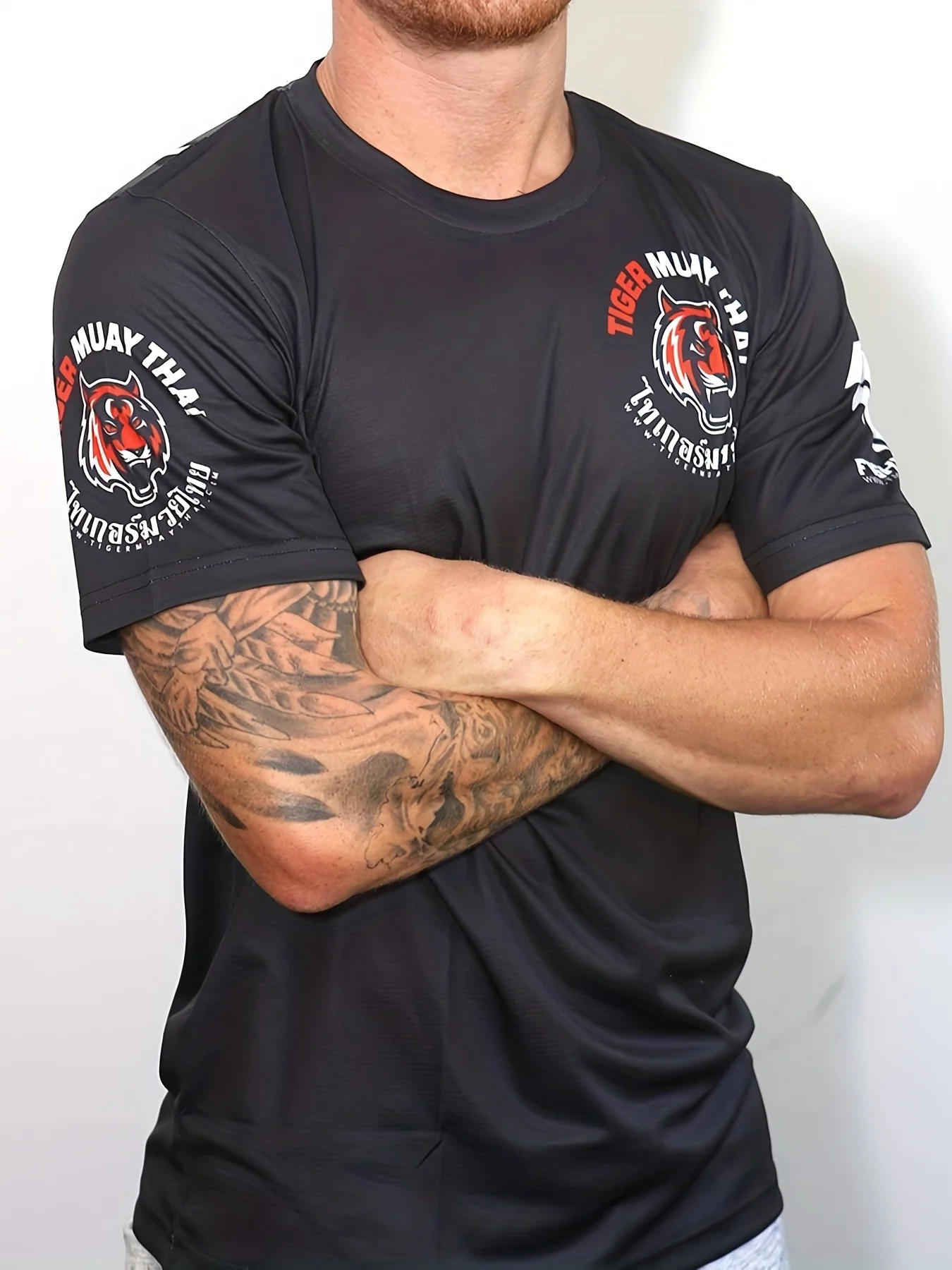 Men's comfortable sport t-shirt, featuring trendy tiger and scratch designs, suitable for gym, mixed martial arts, and running.