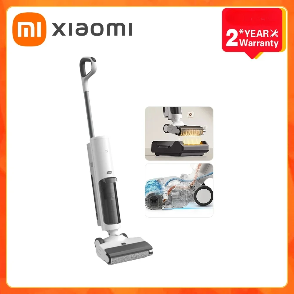 Xiaomi mijia wireless anti-tangle floor washer 4c wet and dry vacuum cleaner for home auto cleaning crawler roller brush scrub