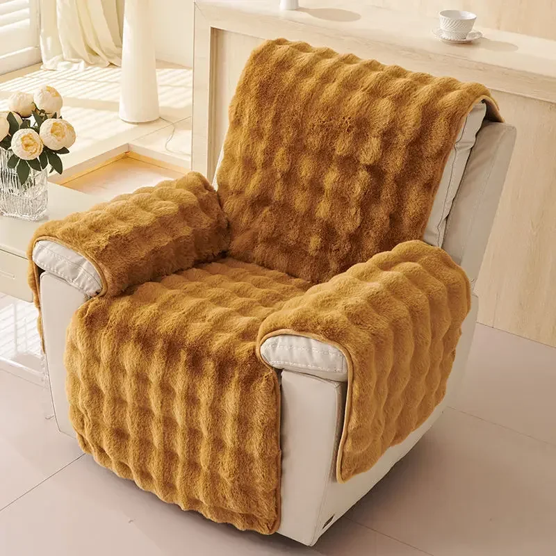 1 Seater Thickness Plush Recliner Armchair Cover Anti-cat Scratch Single Sofa Covers Relax Armchair Slipcover Home Decor