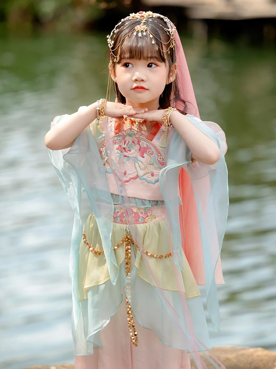 Hanfu Girls' Summer Clothes Baby Fairy Children Elegant Princess Suit Improved Ancient Costume Exotic Style