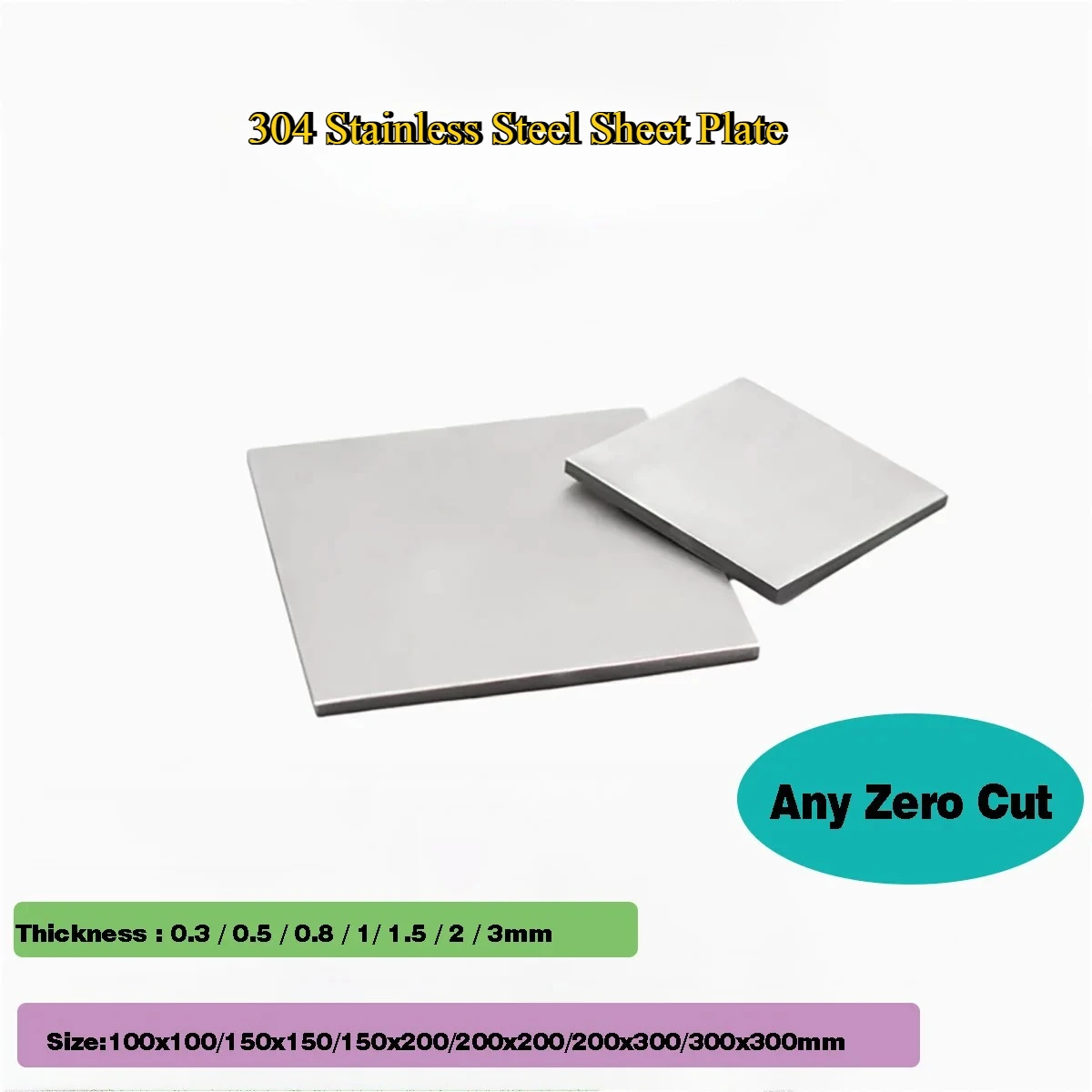 

304 Stainless Steel Sheet Plate /Single Sided Brushed Metal Polished Plate Metalworking Materials Thick 0.3/0.5/0.8/1/1.5/2/3mm
