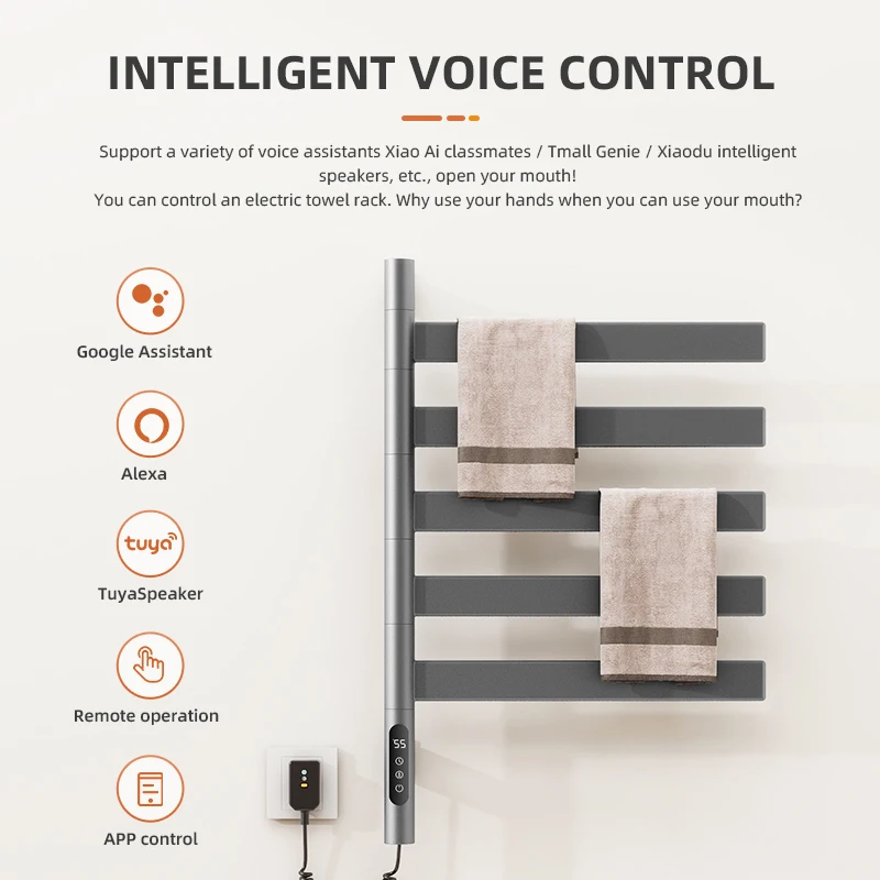 دفئا للتدوير شماعات حمام الجرف تسخين كهربائي مع قضبان المناشف الأشعة فوق البنفسجية الرقمية تسخين منشفة رف للحمام #3