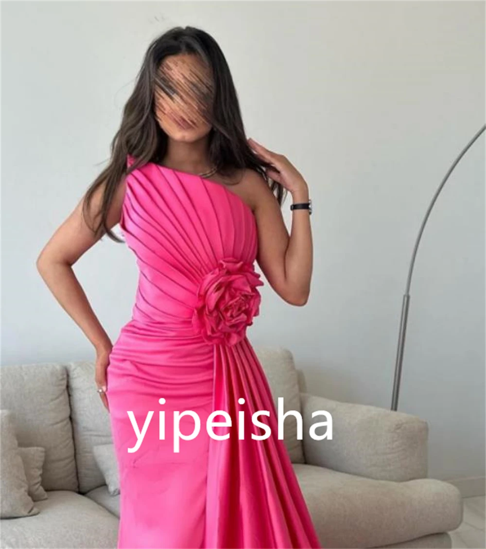 Customized Fashion Prom  Sexy Casual  Strapless Ball gown Quinceanera Dress Flower Draped Sweep/Brush Charmeuse Evening  프롬드레스