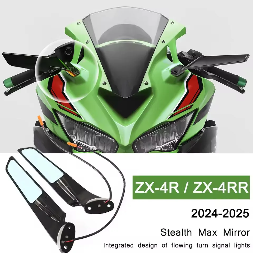 

Motorcycle Rearview Mirrors With LED Rotating Adjustable Wing Mirrors For Kawasaki NINJA ZX4R ZX4RR ZX-4R ZX-4RR ZX 4R 2024 2025