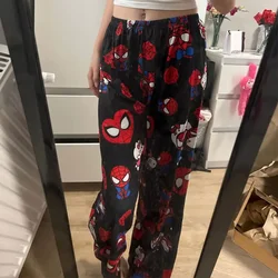 Anime Spiderman Pajama Pants Hello Kitty Trousers Summer Loose Pants Leisure Home Clothing Women's Couple Thin Pajama Trousers