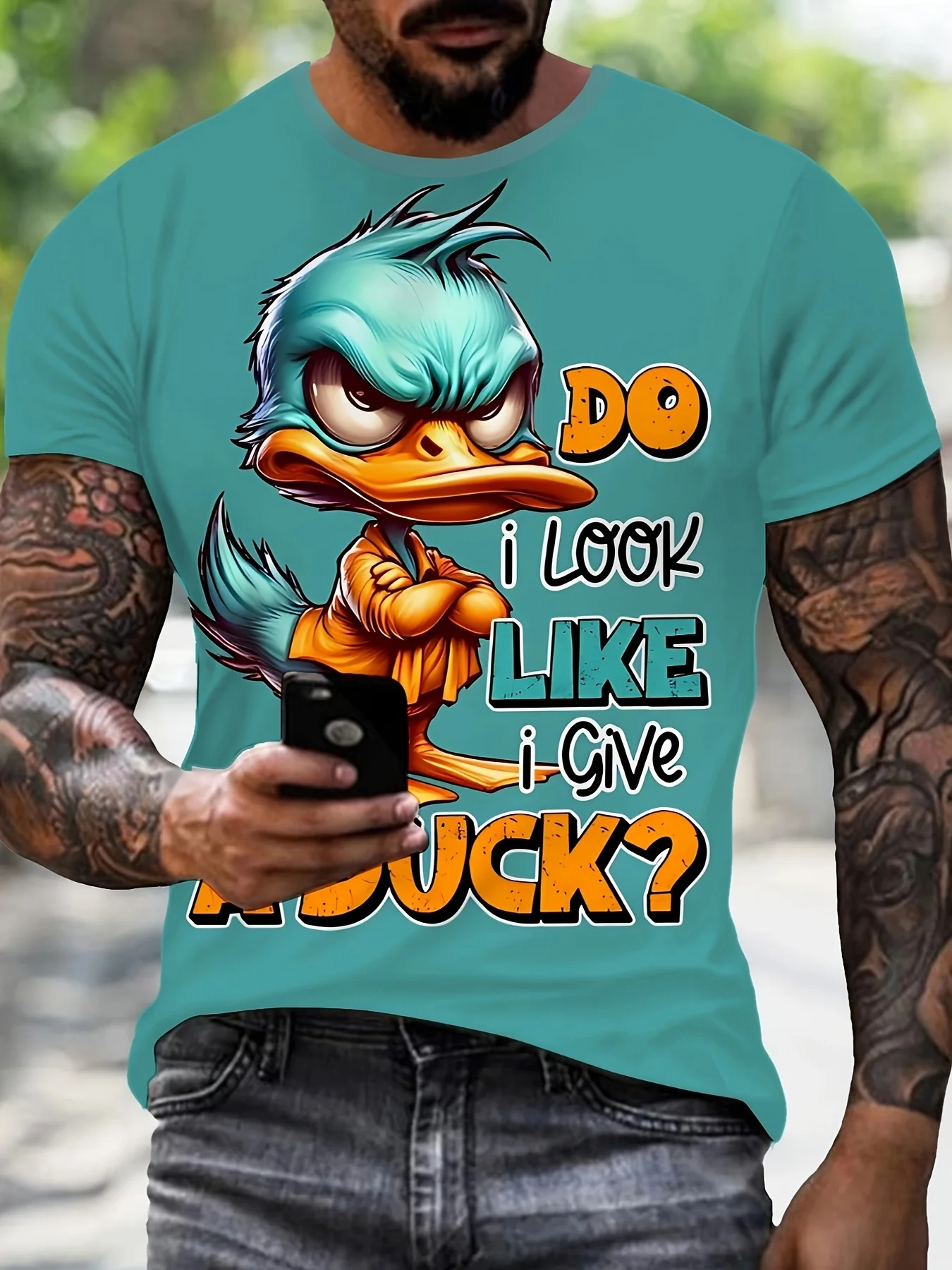 تي شيرت رجالي مضحك الكرتون بطة طباعة الصيف عادية كم قصير البلوز موضة تي شيرت في الهواء الطلق الذكور المتضخم ملابس للرجال #1