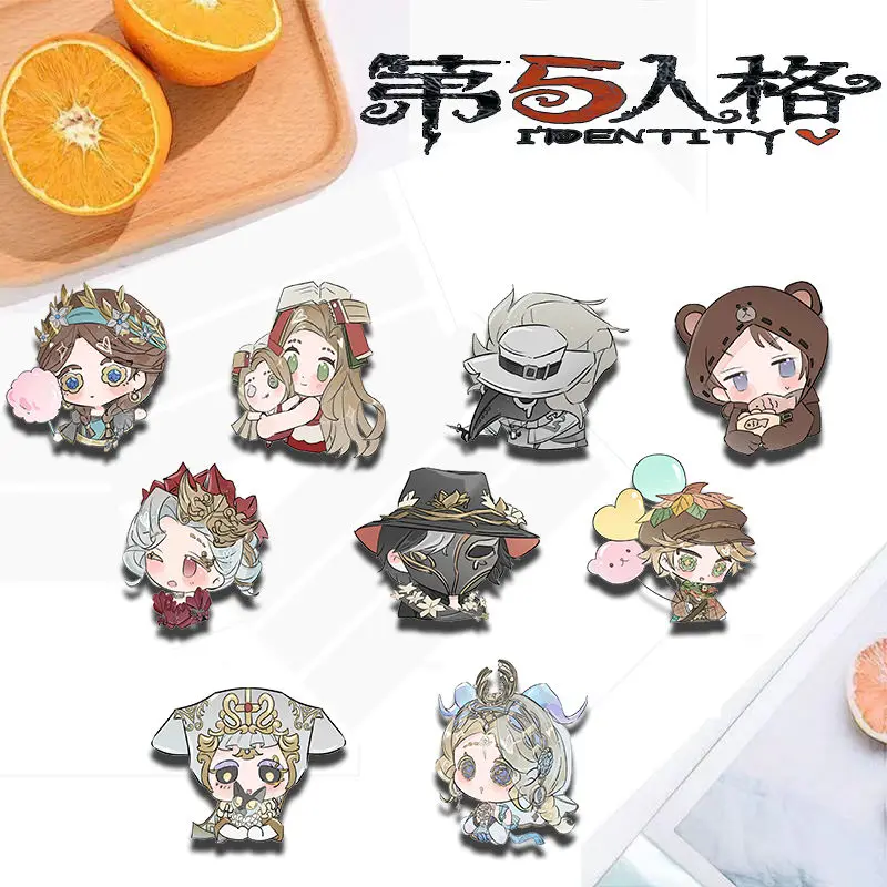 9PCS Luca Balsa Emma Woods Badges Pins Anime Identity Ⅴ Brooch Cosplay Acrylic School Bag Pendant Clothes Accessorie Gift