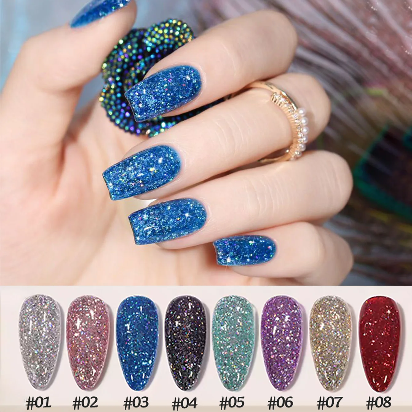 

1pcs WS Summer Nails Halloween Nails Bursting Black Brown Blue Glitter Gel Nail Polish Glue Colourful Super Shiny Gradient Nail