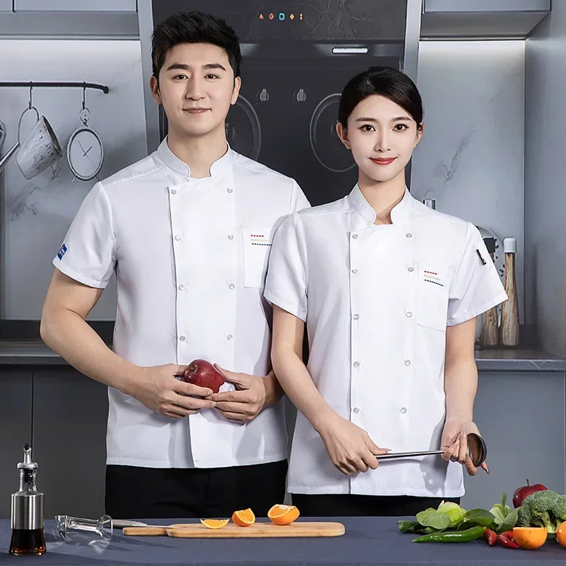Atacado duplo breasted chef uniforme restaurante hotel cozinha catering jaquetas serviço de alimentos cozinhar café workwear roupas chef