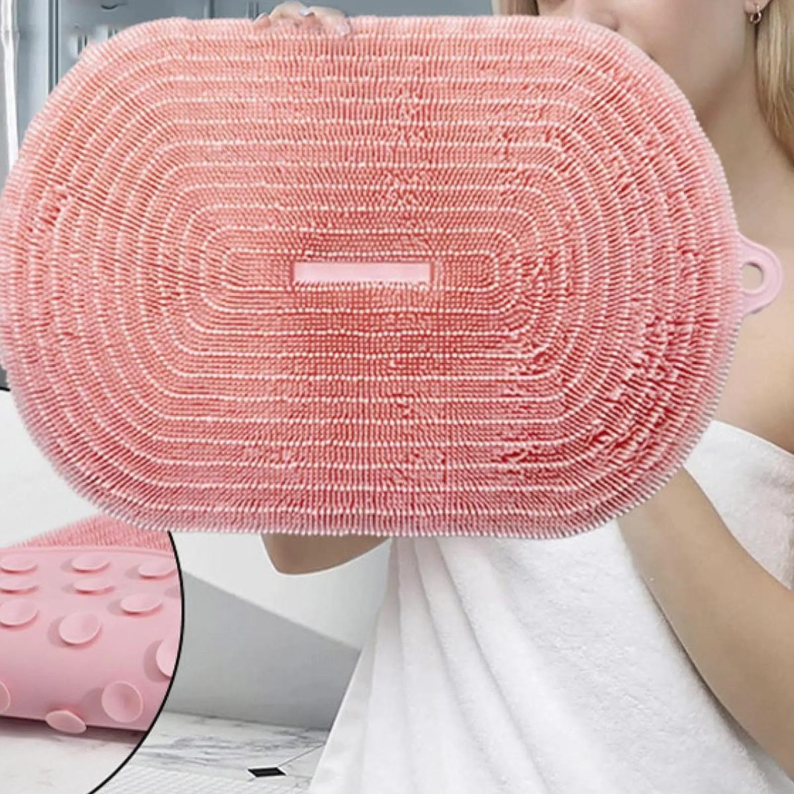 

Shower Foot Scrubber Mat Multifunctional Anti Slip for Men and Women with Hanging Hole Soft Bathroom Accessories Silicone