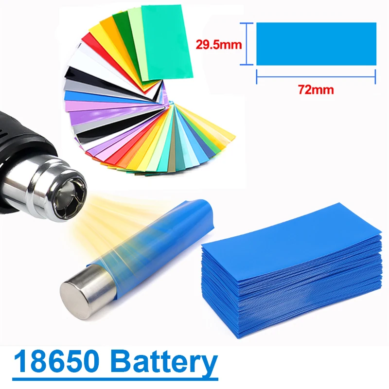 25~500 ชิ้น ปลอกหุ้มแบตเตอรี่แบบหดด้วยความร้อน PVC สำหรับแบตเตอรี่ AA / AAA/18650/21700/26650 ฟิล์มหุ้มฉนวน ป้องกันสายไฟ แพ็ค