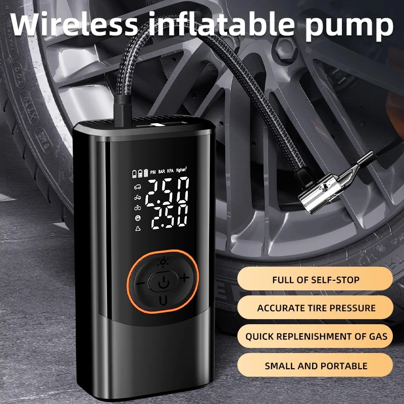 Portable Wireless Car Electrical Air Pump 12V Tire Inflatable Pump Digital Display Inflator For Car Motorcycle Bicycle Ball