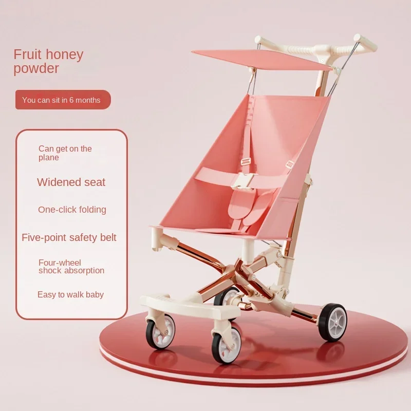 Four-wheeled Baby Stroller High Landscape Foldable Lightweight Stroller Can Be Taken on The Plane Anti-tip Newborn Stroller