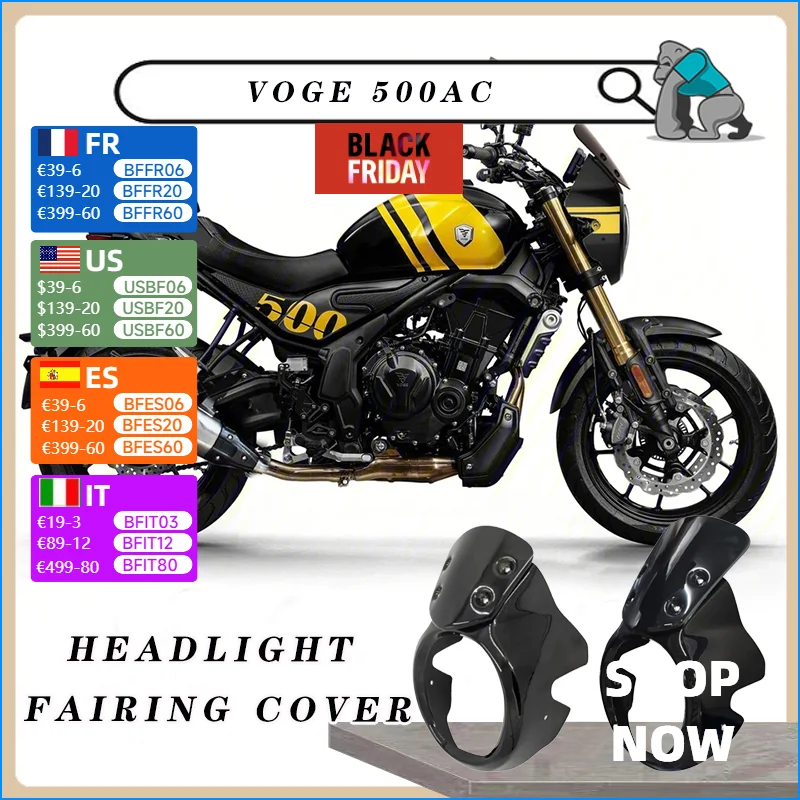 Customized For VOGE 500AC Motorcycle Round ABS Plastic Screen Headlight Fairing Windshield Cover Fit VOGE 500 AC