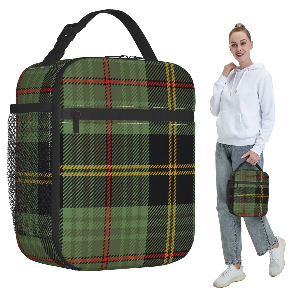 

Classic Scottish Clan Tartan Plaid Insulated Lunch Bag for Kids School Cooler Thermal Food Box Tote Lunch Boxes Container