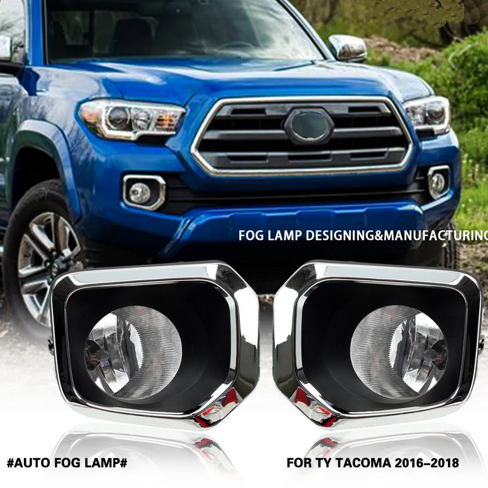 

July King Car Fog Lamp Assembly Kit for Toyota Tacoma 2016 2017, 4300K Halogen Fog Lamp Blub + Frame + Harness + Switch