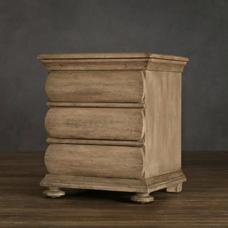 American simple villa bedside table French country retro solid wood edge few British classical corner few