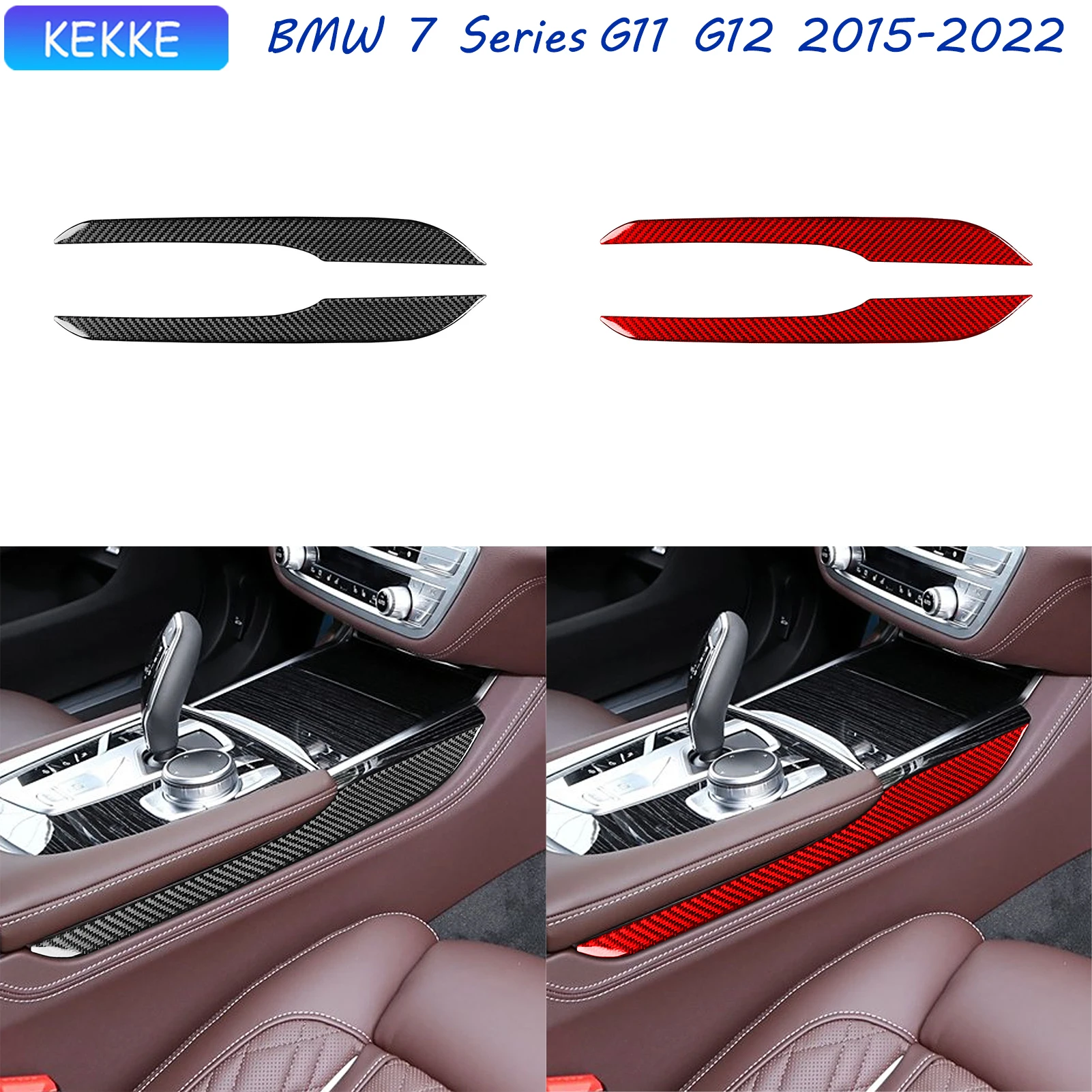 

For BMW 7 Series G11 G12 Accessories 2015-2022 Interior Gear Shift Both Sides Carbon Fiber Decal Auto Sticker Piano Black