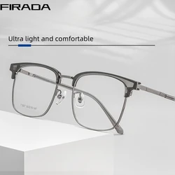 FIRADA Fashion Comfortable Eyeglasses Vintage Ultra Light Square Eyewear Business Luxury Prescription Glasses Frame Men 71007K