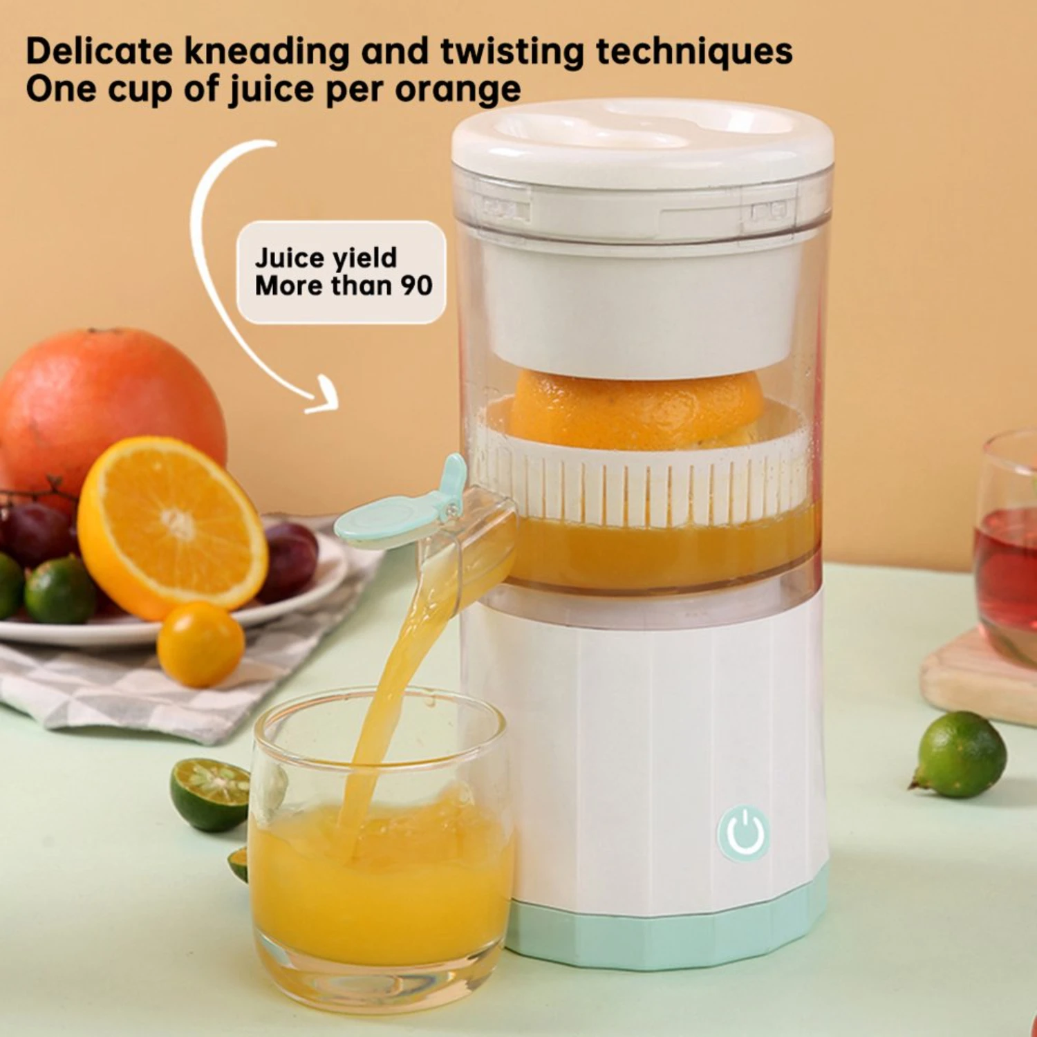 Blender, Electric Citrus Juicer, Hands-Free Masticating Orange Juicer Lemon Squeezer, USB Rechargeable