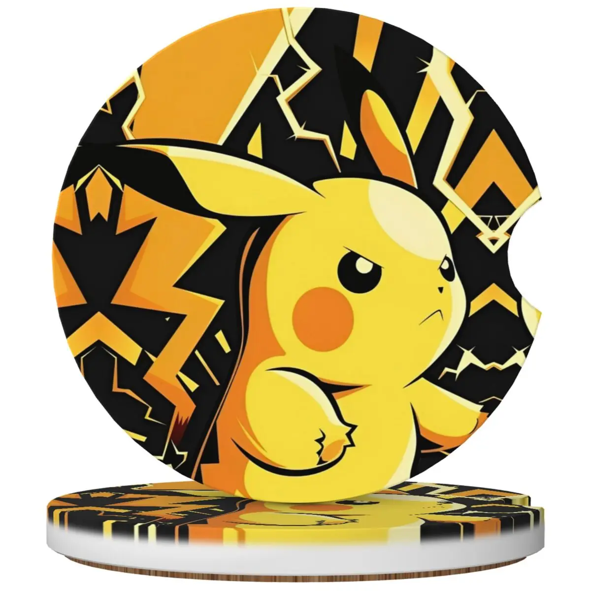 

Cartoon Pikachus Cute Monster Car Cup Holder Coaster Insert Universal Non-Slip 2PCS Ceramic Cup Holders Accessories Interior