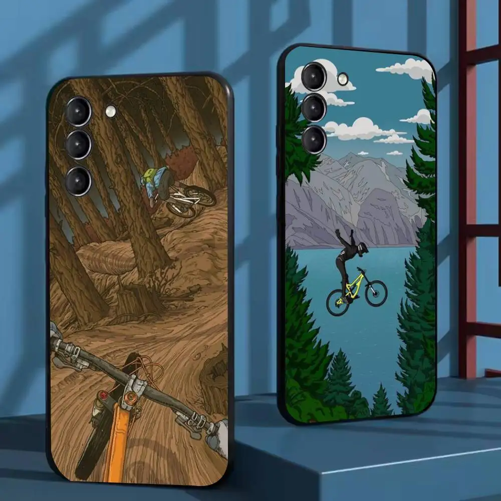 

Mountain bike MTB Phone Case For Samsung Galaxy A73,72,51,53,52,71,22,5G,Note,J7,8,9 Soft Black Cover