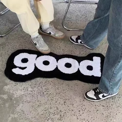 Nordic Tufting GOOD Living Room Carpet Soft Black White Letters Children Bedroom Mat Pad Anti-slip Rug Kawaii Home Tidy Decor
