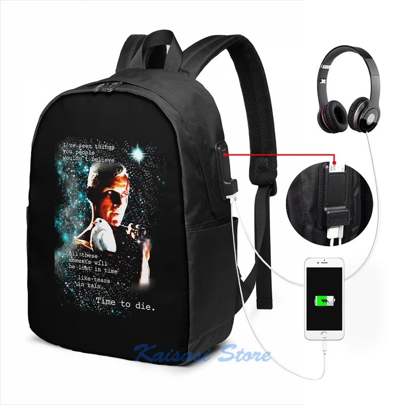 Funny Graphic print Blade Runner - Time to Die USB Charge Backpack men School bags Women bag Travel laptop bag