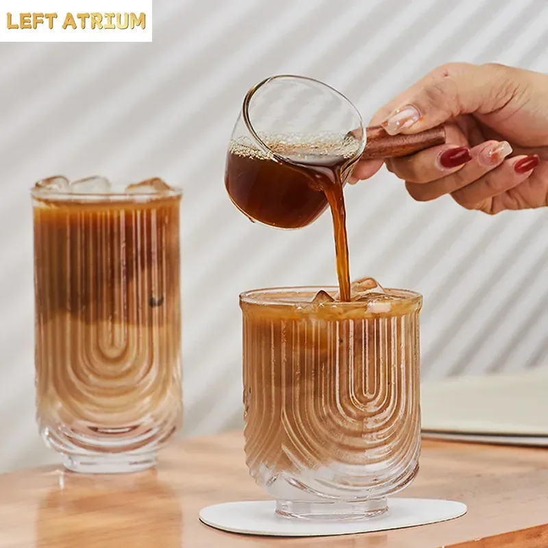 Niche Glass American Ice Latte Coffee Cup, Handmade, Small U Juice Cups, Water Mug, Drink Mugs, Simple New Style, Kawaii Wave