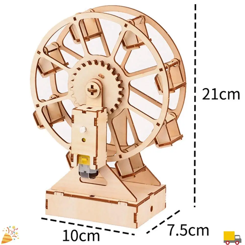 3D DIY elektryczne rzemiosło diabelski młyn gra logiczna drewniane modele zestawy do budowania nauka zabawki edukacyjne dla dzieci prezent