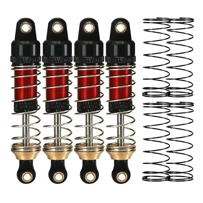 4PCS RC Shock Absorber Aluminum Front & Rear Shocks For Traxxas 1/18 4WD TRX4M Upgrade Replacement Parts Accessories Red